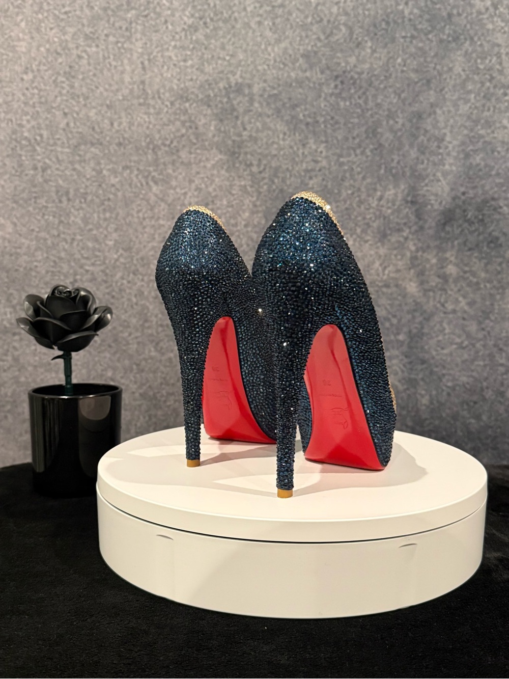 Christian Louboutin Blue and Gold Crystal (Rhinestone) Platform Pumps - Picture 5 of 12